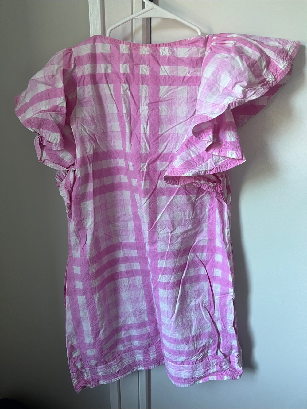 Oliphant Pink & White Checked V-Neck Mini Dress - Picture 3 of 6